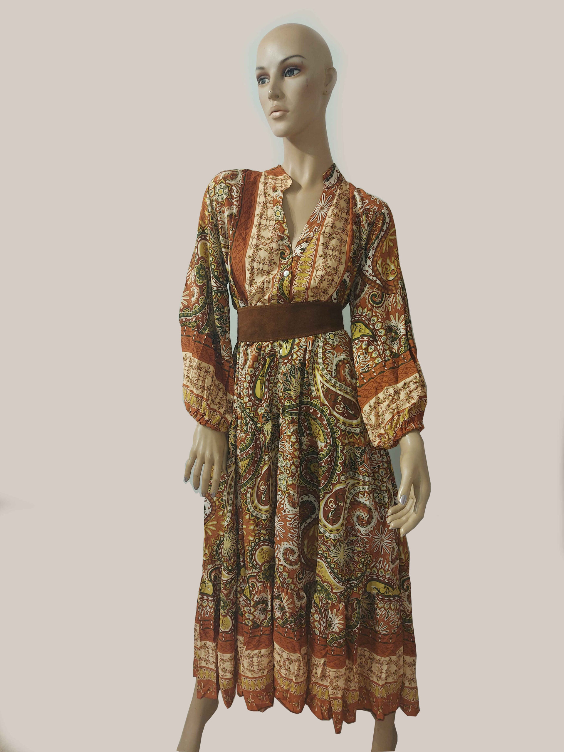 VESTIDO ESTAMPADO MARRÓN - Azabache Valladolid