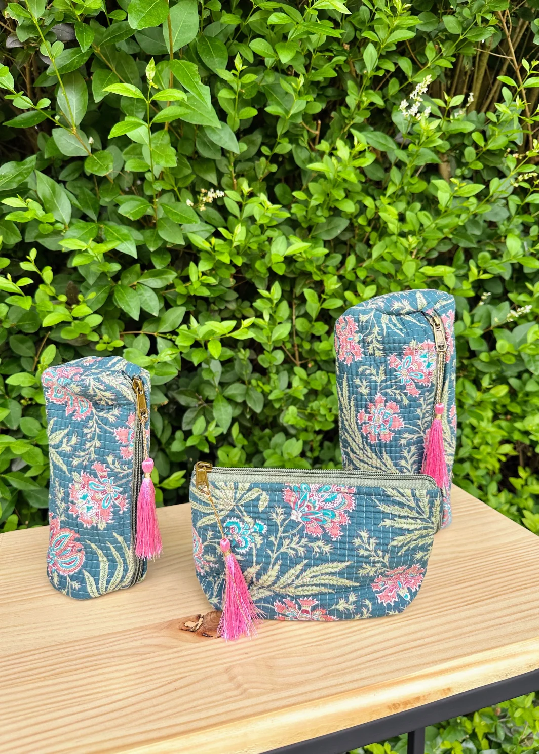 Neceser estampado floral - Hecho en India (100% algodón)