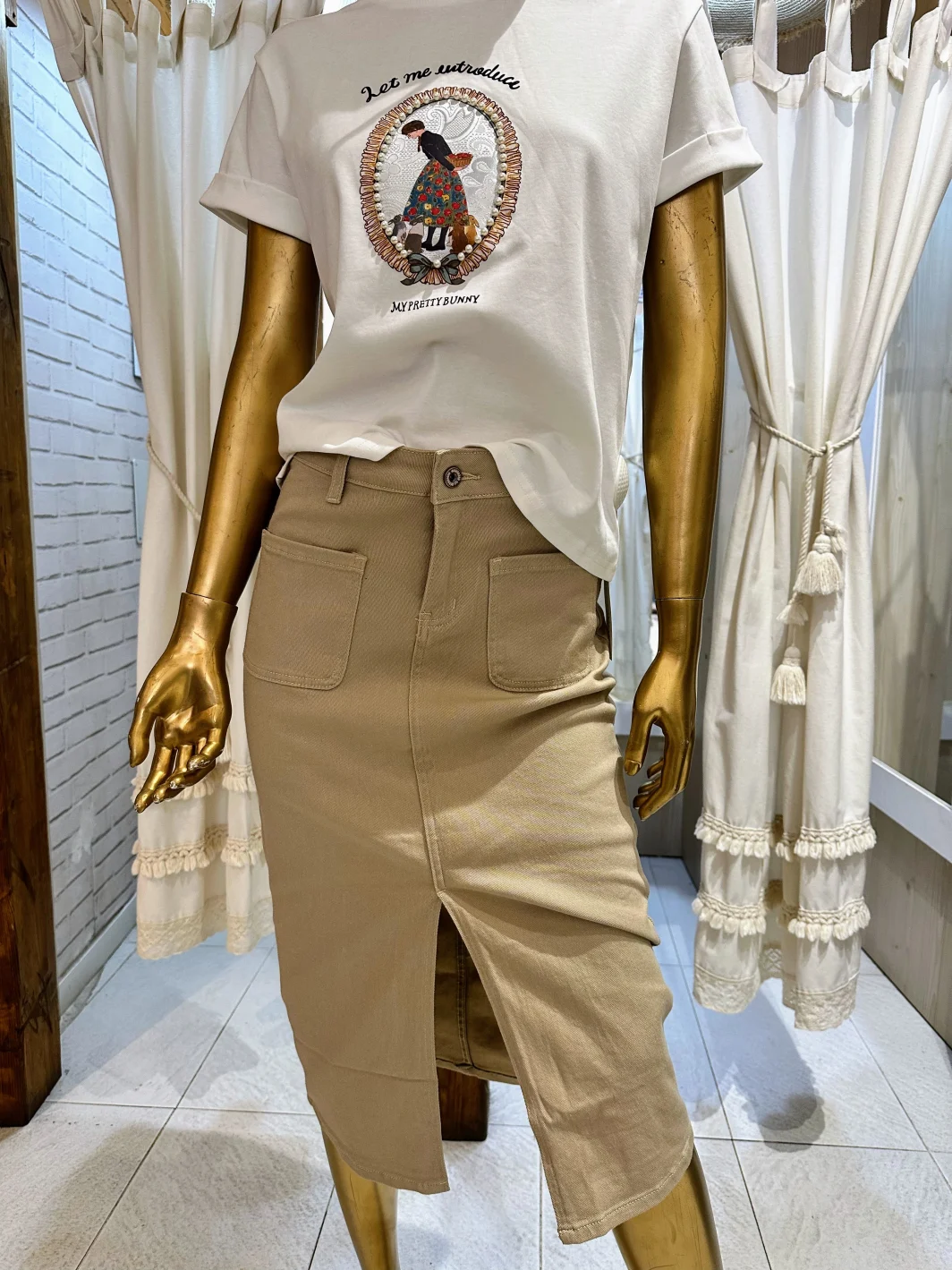 Falda Vaquera Beige - Imagen 2