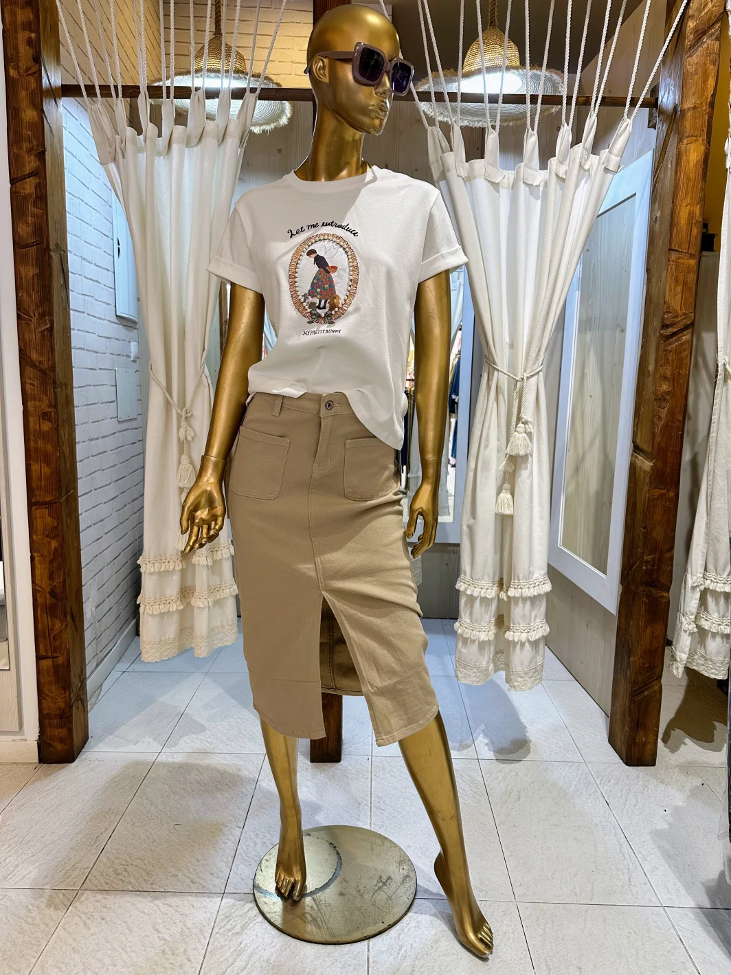 Falda Vaquera Beige