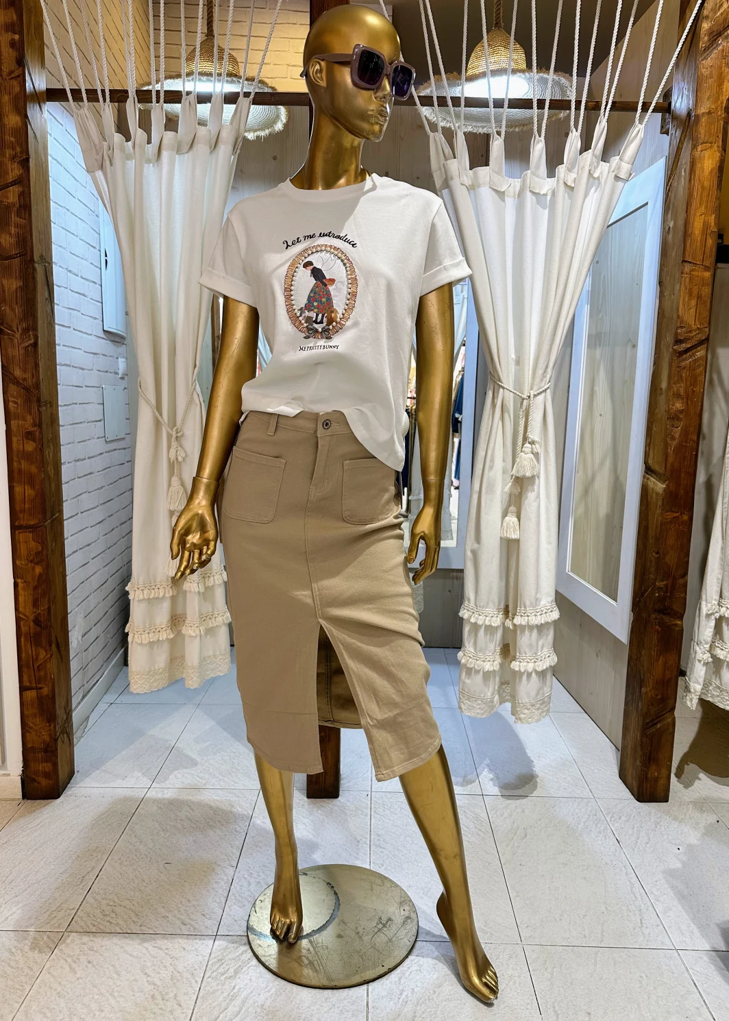 Falda Vaquera Beige