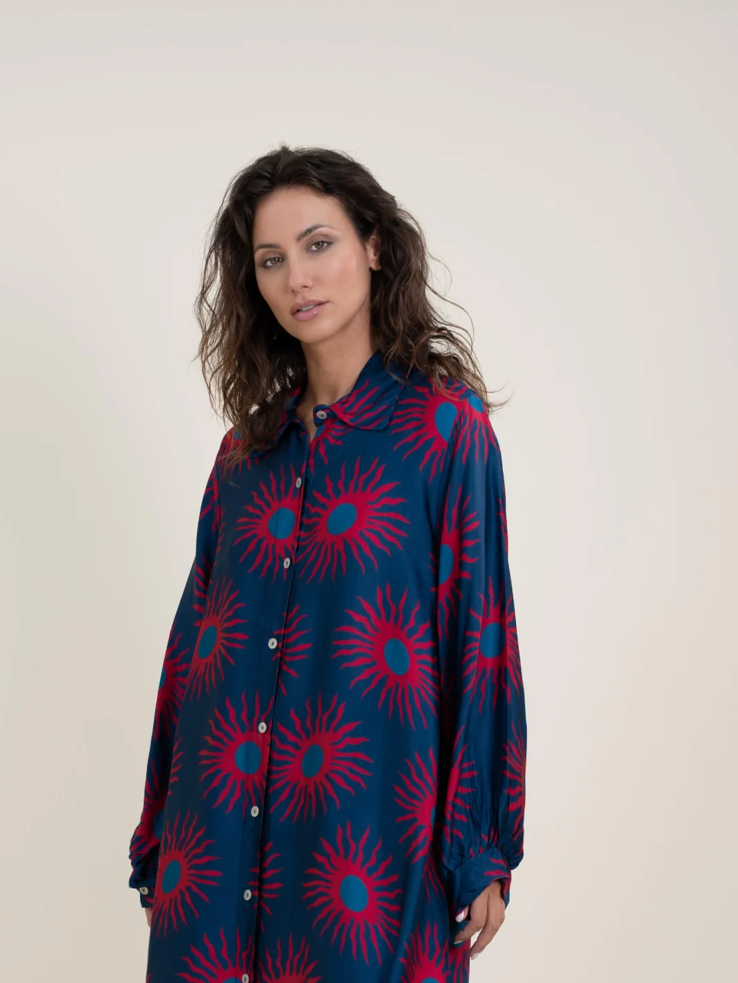 Vestido Largo Estampado con Bolsillos en Viscosa y Seda - Imagen 3